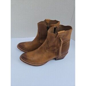 Overland Carley Leather Western Ankle Boots Brown Women’s Sz 9B